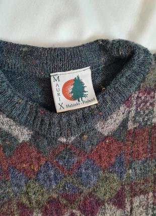 Вінтажний вовняний светр із вишивкою качки3 фото