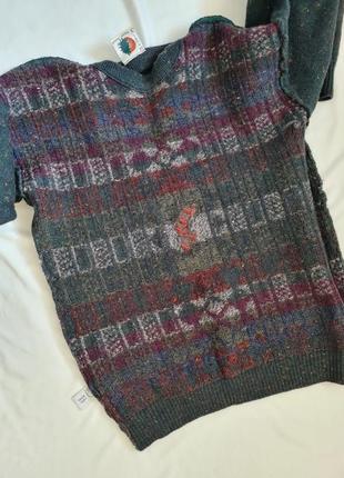 Винтажный шерстяной свитер с вышивкой утки8 фото