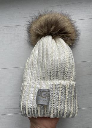 Шапочка ugg, шапка с помпоном ugg,зимняя шапка угг7 фото