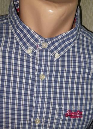 Шикарная рубашка в клетку superdry london button down made in india, молниеносная отправка3 фото