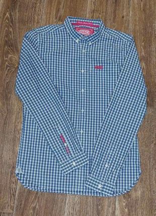 Шикарная рубашка в клетку superdry london button down made in india, молниеносная отправка4 фото