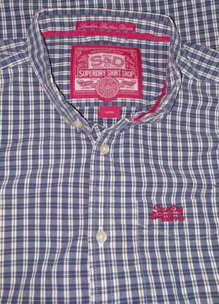 Шикарная рубашка в клетку superdry london button down made in india, молниеносная отправка7 фото