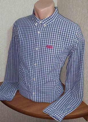 Шикарная рубашка в клетку superdry london button down made in india, молниеносная отправка2 фото