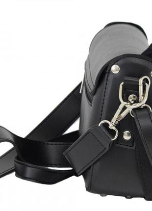 Модный качественный каркасный клатч женский черный маленькая женская сумка крос боди из кожзаменителя3 фото