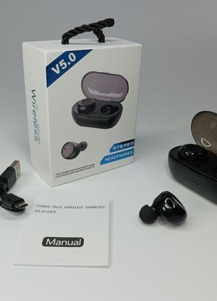 Оригинальные v5.0 блютуз беспроводные наушники вкладыши с микрофоном для андроид ios wireless (01)