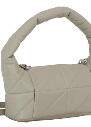 Стильна незвичайна жіноча сумочка велика вмістима зі шкірозамінника бежевий-тауп6 фото