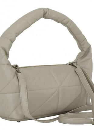 Стильна незвичайна жіноча сумочка велика вмістима зі шкірозамінника бежевий-тауп8 фото