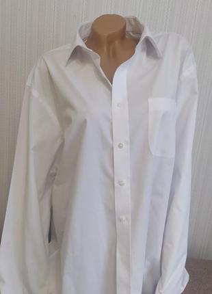Прямая белая рубашка оверсайз/рубашка с мужского плеча3 фото