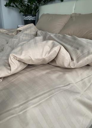 Комплект постельного белья из страйп бязи, бежевый2 фото