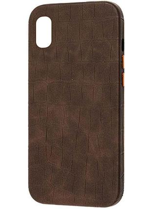 Кожаный чехол croco leather для apple iphone x / xs (5.8")