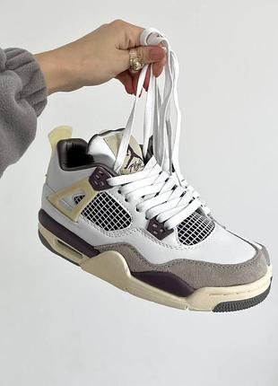 Кроссовки nike air jordan 1 retro 4 white beige brown