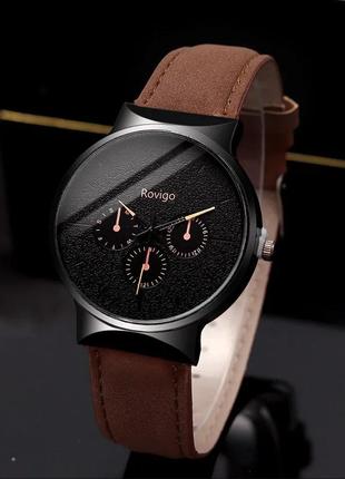 Наручний кварцовий коричневий годинник + два браслети3 фото