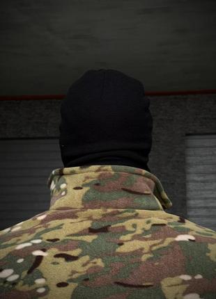 Мужская балаклава флисовая тактическая зимняя черная шапка хомут теплая армейская (b)6 фото