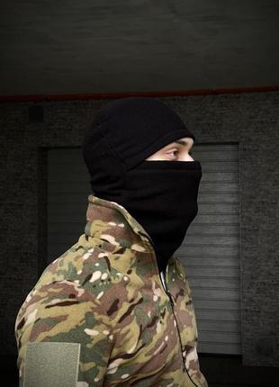 Мужская балаклава флисовая тактическая зимняя черная шапка хомут теплая армейская (b)5 фото