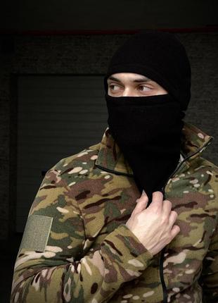 Мужская балаклава флисовая тактическая зимняя черная шапка хомут теплая армейская (b)2 фото