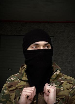 Мужская балаклава флисовая тактическая зимняя черная шапка хомут теплая армейская (b)1 фото