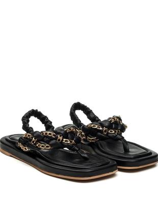 Сандали женские черные с цепочкой 1486лz