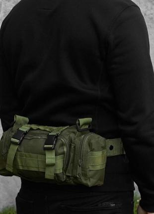 Сумка - підсумк тактична поясна tactical військова, сумка нагрудна з ременем на плече 5 літрів yg-438 кордура хакі5 фото