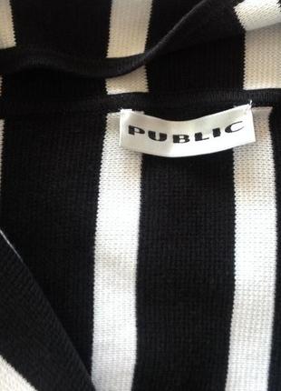 Жакет пиджак плотный трикотаж в вертикальную черно-белую актуальную полоску, public, 428 фото