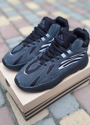 Зимние кроссовки adidas yeezy boost 700 високі темно сірі1 фото