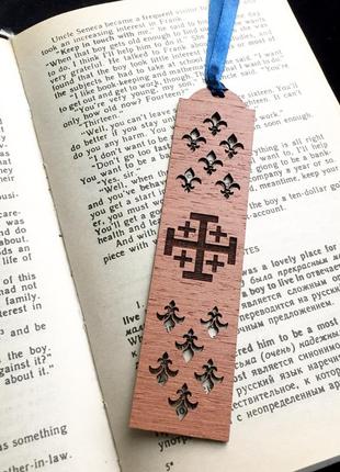 Хрест хрестоносців(єрусалимський хрест) закладка для книг зі шпону