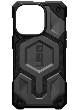 Ударостійкий чохол uag monarch pro with magsafe leather для apple iphone 14 (6.1")/13 (6.1") tpu+pc, сірий