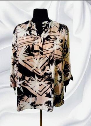 Блузка туника рубашка в принт из искусственного шифона3 фото