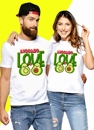 Парная футболка для влюбленных с принтом "avocado love. парочка авокадо" push it