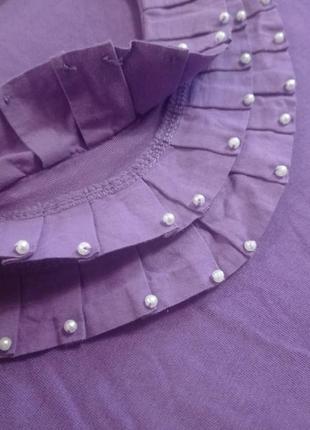 Фиолетовая кофта с рюшами и бусинами9 фото