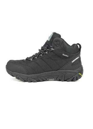 Зимние кроссовки merrell moc ll високі чорні з білим