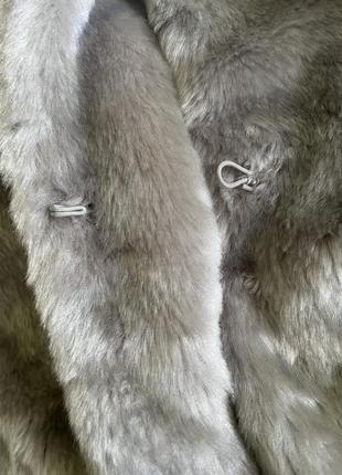 Эко шуба из искусственного меха серое пальто с воротничком missduided grey faux fur coat шуба плюш короткое демисезонное пальто6 фото