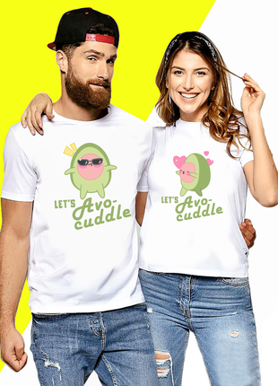 Парная футболка для влюбленных с принтом "avocado love. парочка авокадо. lets avocuddle" push it1 фото