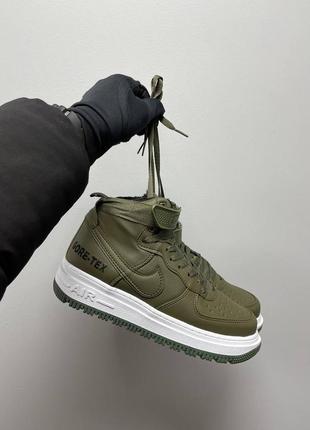Женские зимние кроссовки nike air force high gore-tex khaki fur ❄️ форсы на меху кожа