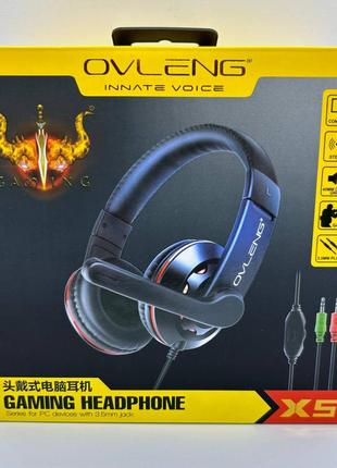 Ігрові навушники з мікрофоном ovleng x5 black salemarket