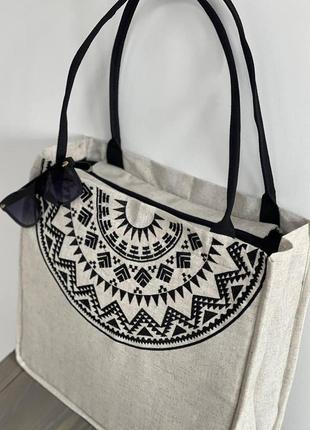 Сумка шопер каркасная с вышивкой на льне, эко сумка для покупок,шопер,сумка с...