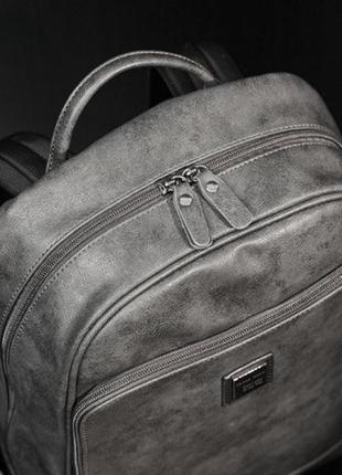 Качественный мужской городской рюкзак серый, большой и вместительный ранец7 фото
