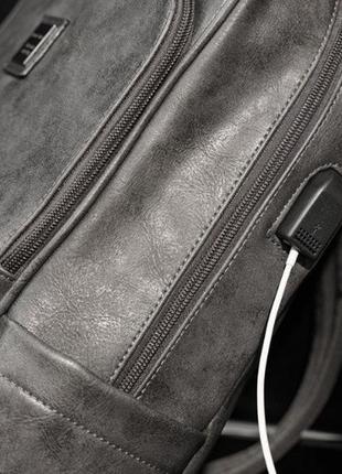 Качественный мужской городской рюкзак серый, большой и вместительный ранец8 фото