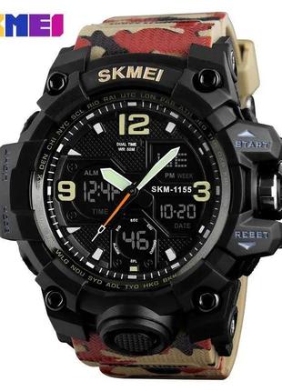 Часы наручные мужские skmei 1155bag red camo, брендовые мужские часы. цвет: красный камуфляж