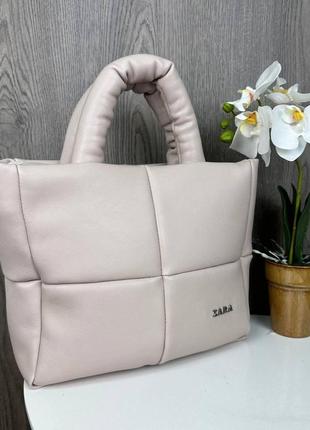 Женская дутая сумочка на плечо, качественная классическая мягкая сумка для девушек под zara