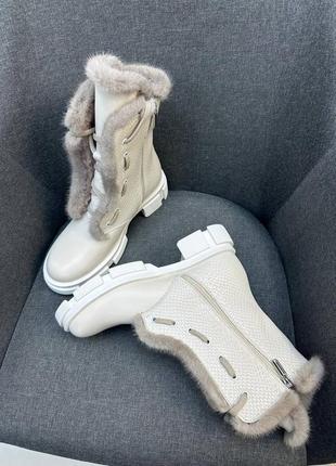 Шикарные ботинки из натуральной кожи с тиснением под рептилию норка зима демисезон3 фото