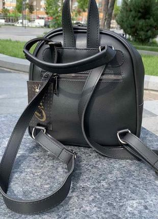 Жіночий міський рюкзак-сумка-трансформер, маленький якісний рюкзачок сумка-рюкзак чорний4 фото