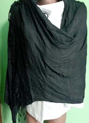 Черный тонкий большой шарф1 фото