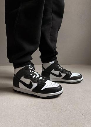 Мужские высокие черно-белые кожаные кроссовки в стиле nike dunk 🆕 найк данк
