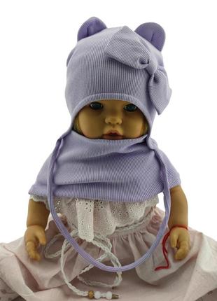 Шапка дитяча трикотажна подвійна для новонароджених з хомутом головні убори фіолетовий (шд313)