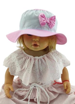 Панама детская 48, 50, 52, 54 размер хлопок для девочки панамка головные уборы розовый (пд267)