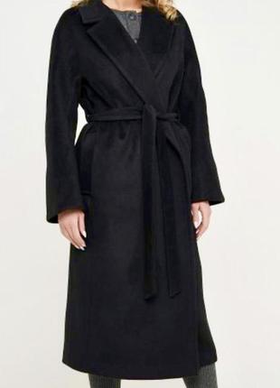 Чорне довге пальто anna yakovenko, вовна 80%