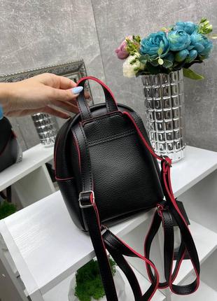 Стильный мини рюкзак женский бежевый из эко кожи с модной змейкой на кармане lady bags10 фото