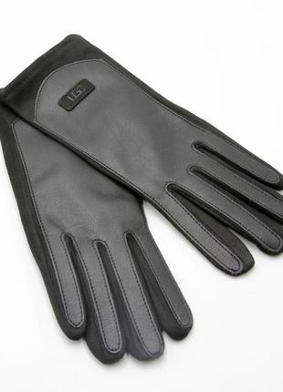Женские перчатки трикотаж, черные перчатки кожа заменитель, перчатки lgc
