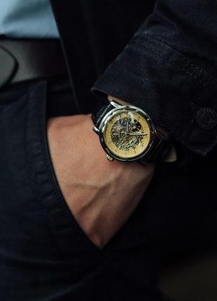 Механічний годинник winner simple, чоловічий, з автозаводом, захист від вологи, device clock5 фото
