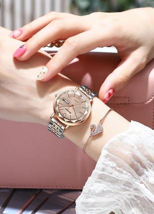 Женские часы poedagar nice, классические, круглые, металические, кварцевый механизм, device clock5 фото